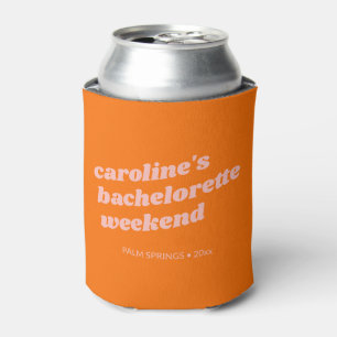 Personalised Fun Pink Orange Bachelorette Weekend Can Cooler