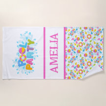 Personalised Fun Pool Party Beach Towel