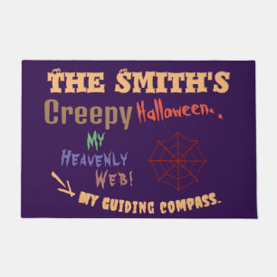 Personalised Fun Purple Halloween Spider Web Doormat
