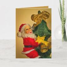 Personalised Fun Santa atop Christmas Tree, Golden