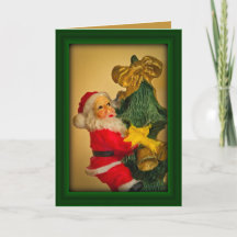Personalised Fun Santa atop Christmas Tree, Green 