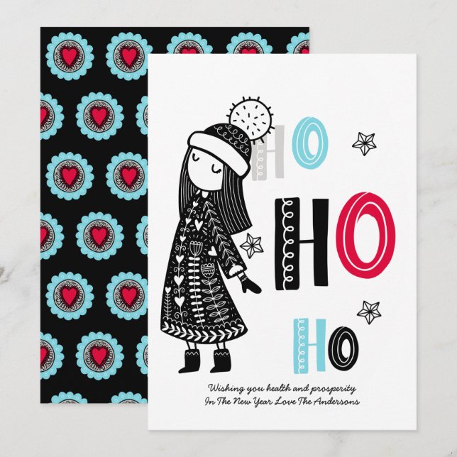 Personalised Fun Scandinavian Modern Christmas Invitation (Front/Back)