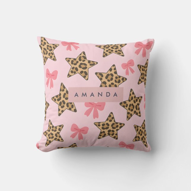 Personalised Fun Tiger Print Star Pattern Cushion (Front)