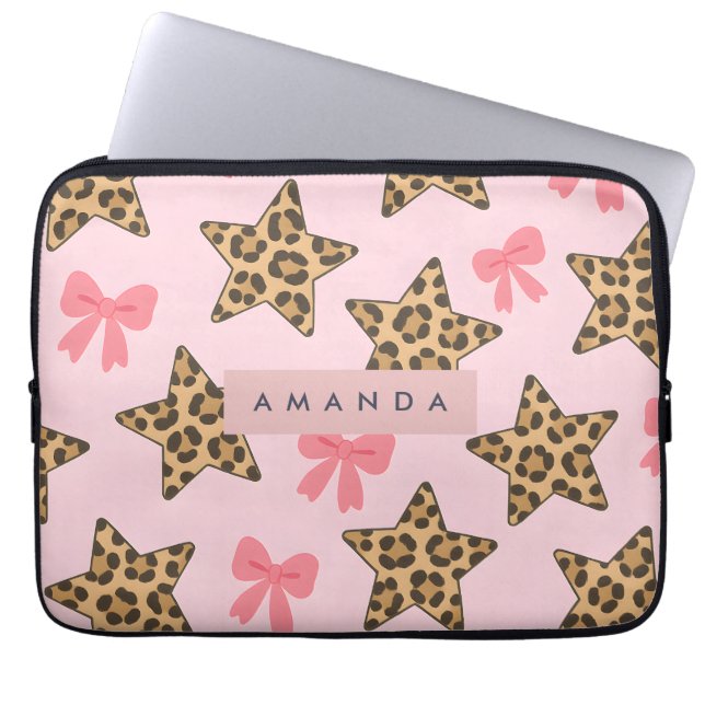 Personalised Fun Tiger Print Star Pattern Laptop Sleeve (Front)