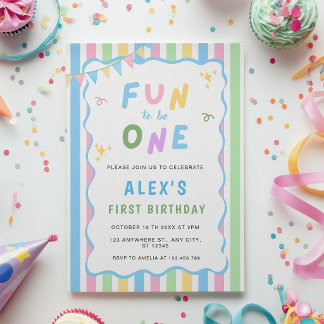 Personalised Fun to Be One Invitation