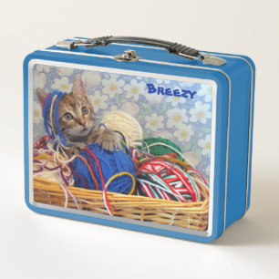 Personalised Fun with Yarn Cat  Metal Lunch Box