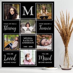 Personalised Funeral 6 Photo Collage Memorial Poster