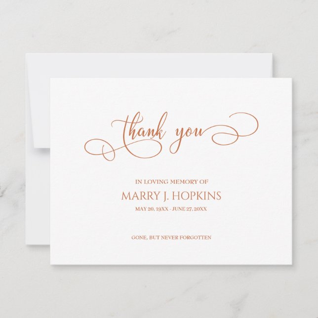 Personalised Funeral Bereavement Thank You Card (Front)