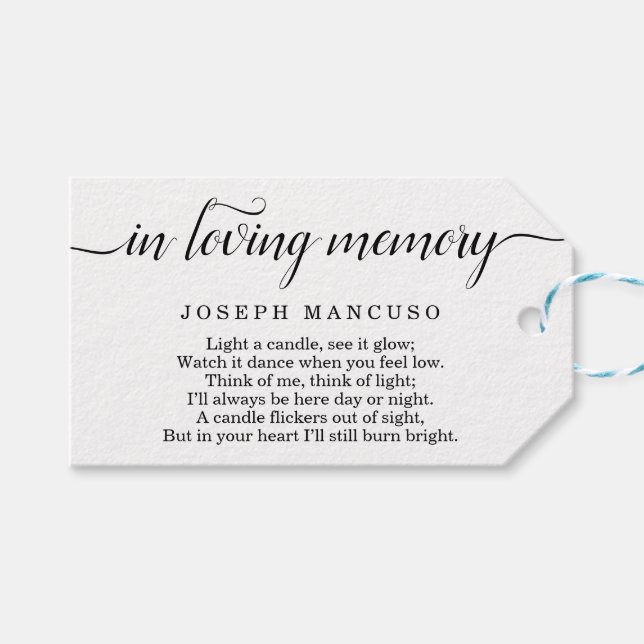 Personalised Funeral Favour Tag (Front (Horizontal))