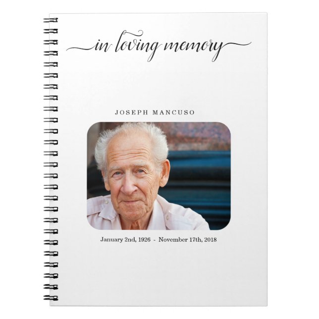 Personalised Funeral Guest Book / Memorial Sign In (Front)