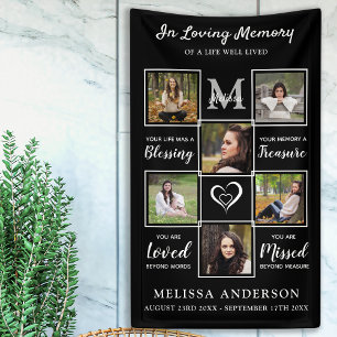 Personalised Funeral Photo Collage Loving Memory Banner