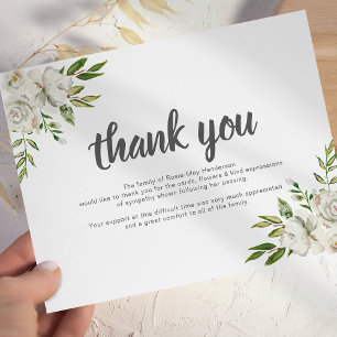 Personalised Funeral Thank You Note   Behreavement Card