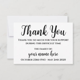 Personalised Funeral Thank You Notecards