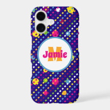 Personalised Funky Circles, Dashes Pattern Navy