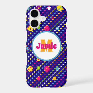Personalised Funky Circles, Dashes Pattern Navy