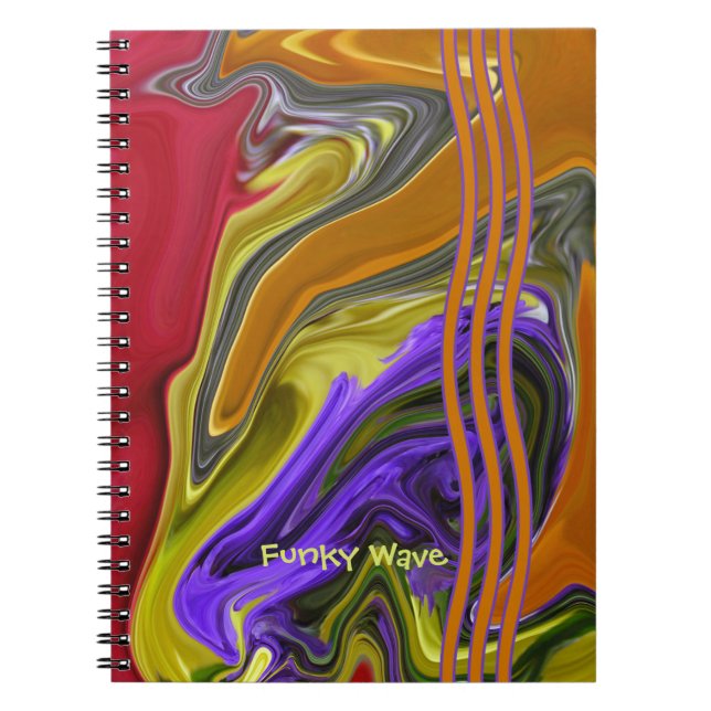 Personalised Funky Liquid Wave Abstract Spiral Notebook (Front)