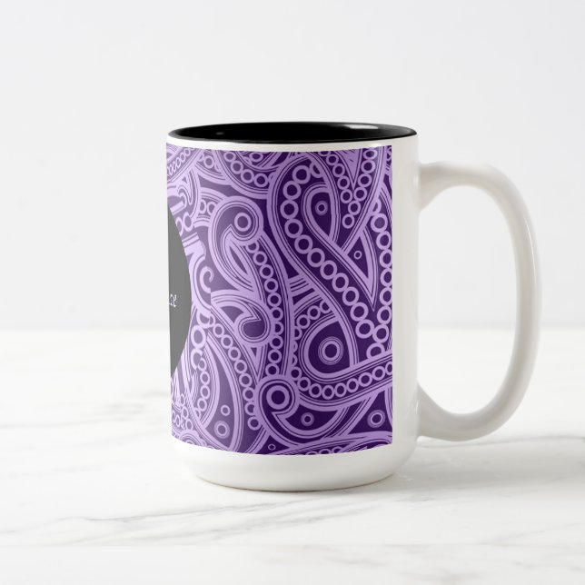 Personalised Funky Purple Paisley Pattern Mug (Right)