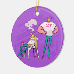 Personalised FUNNY 2020 versus 2021 Holidays Ceramic Tree Decoration