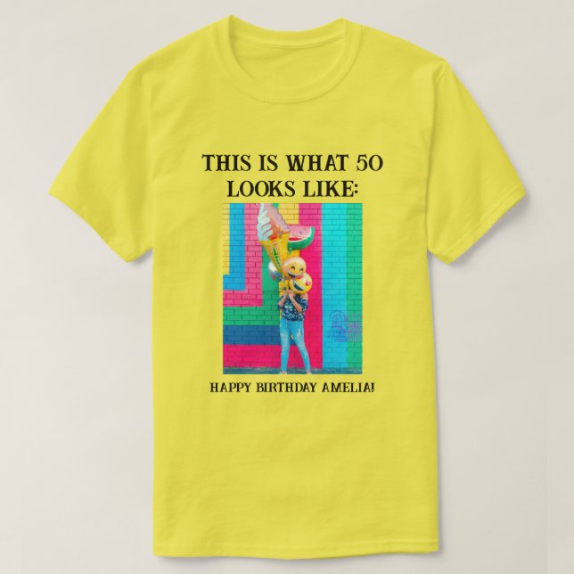 Personalised Funny 50th Milestone Birthday T-Shirt (Design Front)