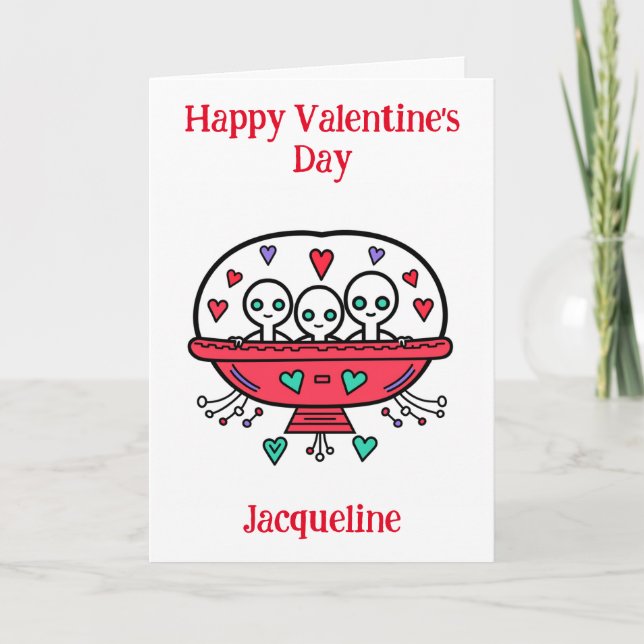 Personalised Funny Alien Valentine Card (Front)