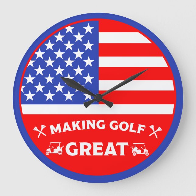 Personalised Funny American Golf Player Large Clock (Front)