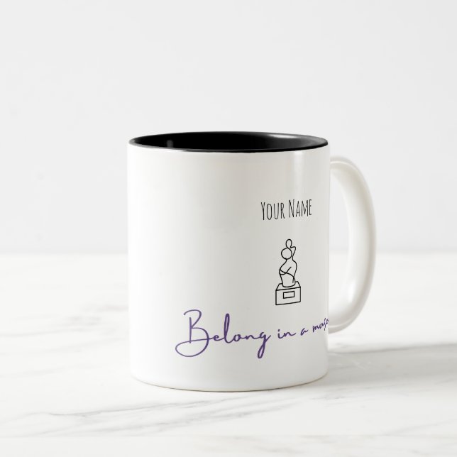 Personalised Funny Art Lover Gift for Her Him Two-Tone Coffee Mug (Front Right)