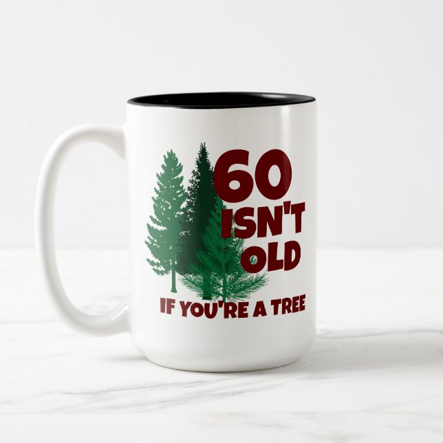 Personalised Funny Birthday Old Age Tree Two-Tone Coffee Mug (Left)