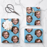 Personalised Funny Blue Custom Face Photo Wrapping Paper Sheet<br><div class="desc">A funny personalised wrapping paper with your custom face photo. This custom face wrapping paper design is a beautiful way to personalised your gifts and presents. Funny and cute custom face wrapping paper with blue background. Customise the face and make your own funny face wrapping paper.</div>