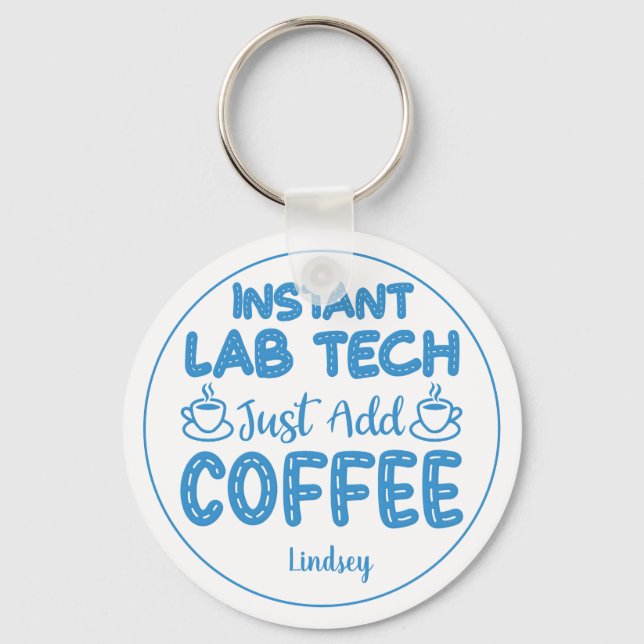 Personalised Funny Blue Lab Technician Keychain (Front)