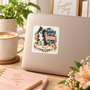 Personalised Funny Border Collie Judges My Work Square Sticker