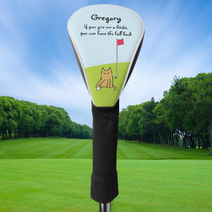 Personalised Funny Cartoon Cat Golf Joke Head Cover