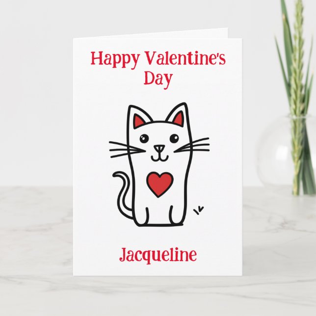 Personalised Funny Cat Valentine Card (Front)