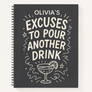 Personalised Funny Cheeky Cocktail Humour Notebook