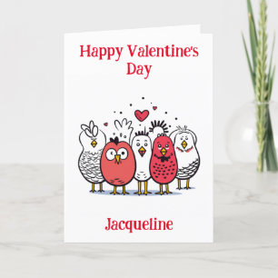 Personalised Funny Chickens Valentine Card