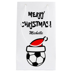 Personalised funny Christmas soccer ball Holiday Small Gift Bag
