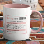 Personalised Funny Coffee/Tea Prescription Mug<br><div class="desc">Need an excuse to have a steaming mug of your favourite hot drink? Dr Feelgood has just the prescription you need with this funny personalised mug in pink. Add a name, preferred drink and any milk/cream and sugar preferences. Makes a great gift for someone else or yourself. Perfect for the...</div>
