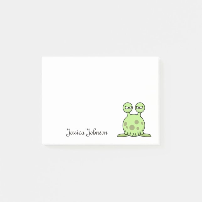 Personalised Funny Cute Green Alien notepad (Front)