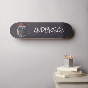 Personalised funny cute I love pug Skateboard