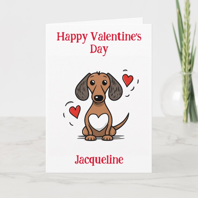 Personalised Funny Dachshund Valentine Card (Front)
