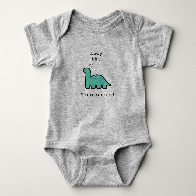 Personalised funny dinosaur baby bodysuit (Front)
