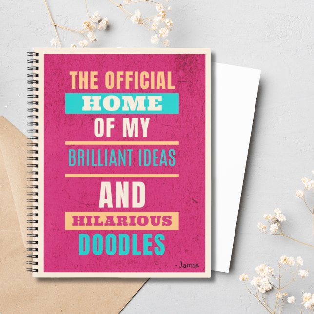 Personalised Funny Doodles Pink Script Typography Notebook (Creator Uploaded)