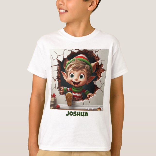 Personalised Funny Elf Christmas   T-Shirt (Front)