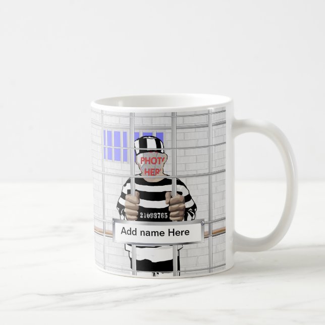 Personalised funny face Convict template Coffee Mug (Right)