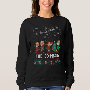 Personalised Funny Face Photo Christmas Elf Family Sweatshirt