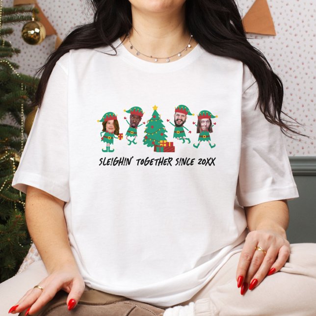 Personalised Funny Face Photo Christmas Elf T-Shirt (Creator Uploaded)