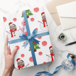 Personalised funny face photo snowman wrapping pap wrapping paper