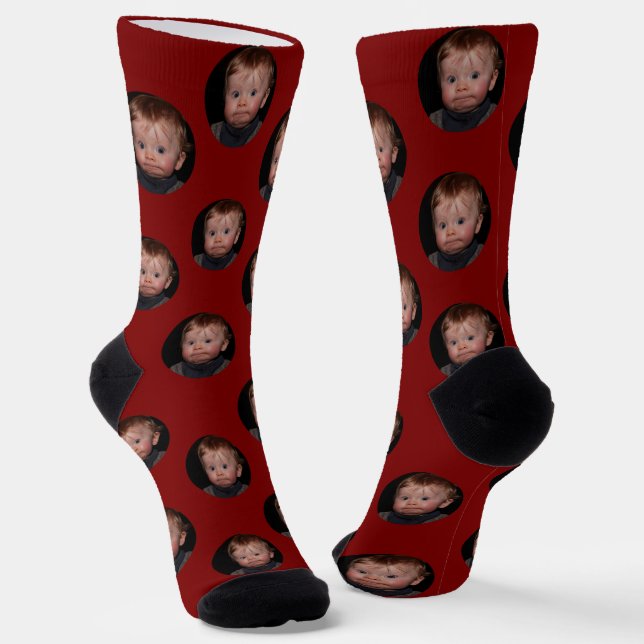 Personalised Funny Face Photo  Socks (Angled)