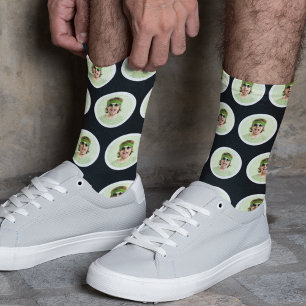 Personalised Funny Face Photo Socks Jet Black