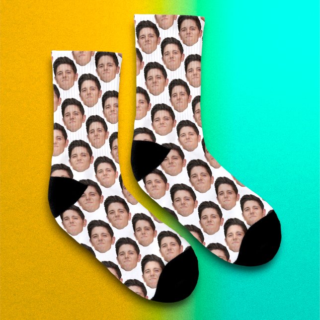 Personalised Funny Face Photo Socks - White (Creator Uploaded)