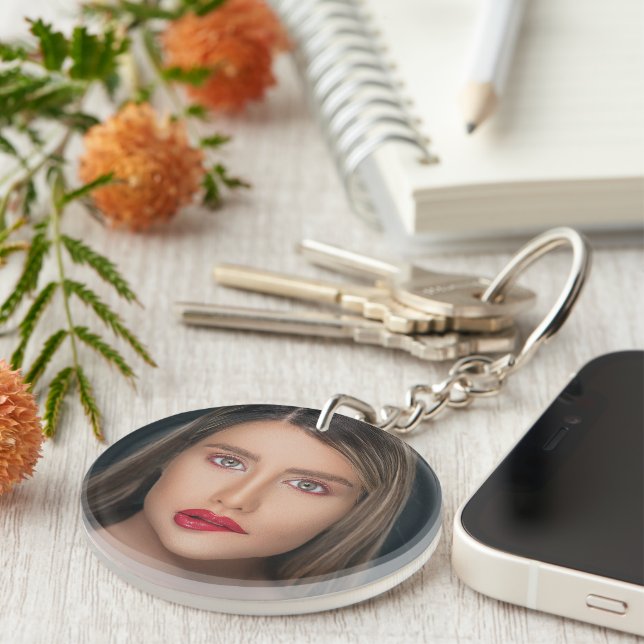 Personalised Funny Face Selfie Key Ring (Front Right)